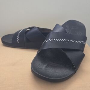 Olukai Black Leather Sandals